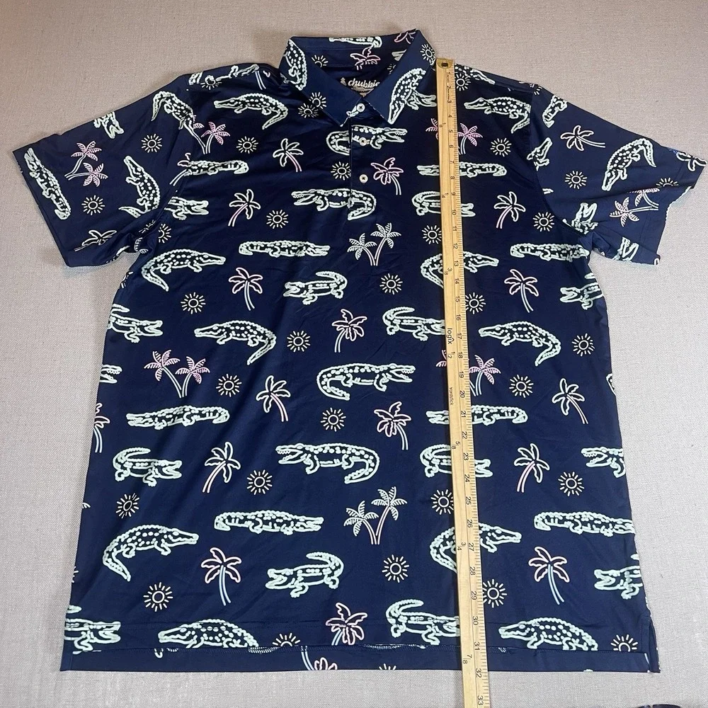 Chubbies The Weekend Has Arrived Mens Stretch Dark Blue Neon Polo Shirt XXL - Picture 8 of 8